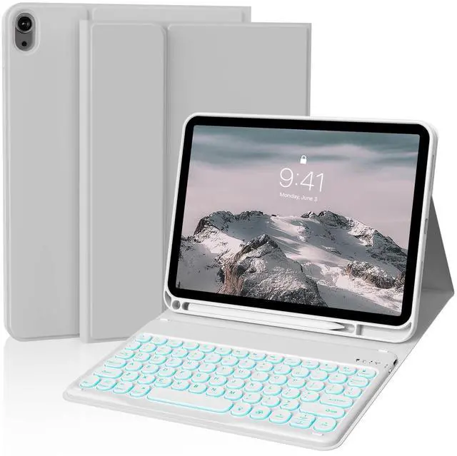 Main image of JKSML for iPad 11/10th Generation Case with Keyboard 11-inch A16 2025 10th Gen 10.9 Inch 2022 Wireless Detachable Folio Backlit Keyboard Cover Thin & Light with Pencil Holder (Gray)
