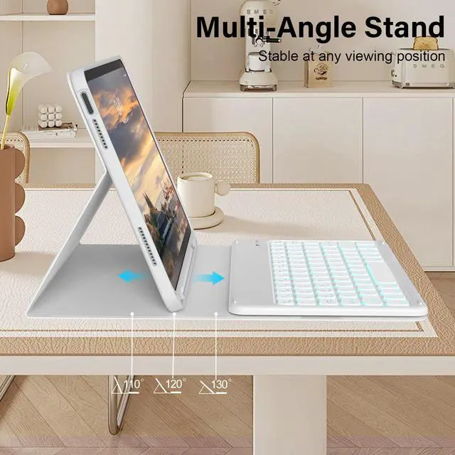 Alt view image 5 of 5 - JKSML for iPad 11/10th Generation Case with Keyboard 11-inch A16 2025 10th Gen 10.9 Inch 2022 Wireless Detachable Folio Backlit Keyboard Cover Thin & Light with Pencil Holder (Gray)