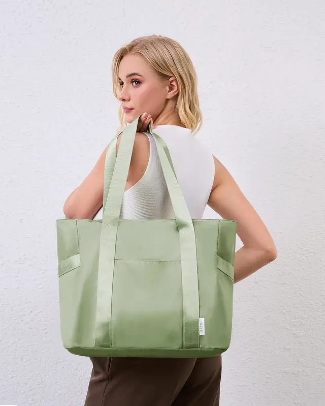 Alt view image 2 of 5 - Prite Tote Bag for Women Weekender Bag with Laptop Compartment for Work Nurse Travel Gym(Green)