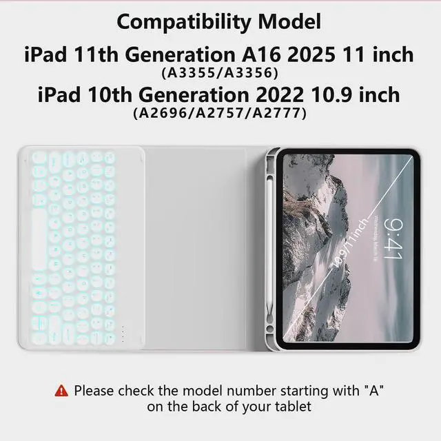 Alt view image 2 of 5 - JKSML for iPad 11/10th Generation Case with Keyboard 11-inch A16 2025 10th Gen 10.9 Inch 2022 Wireless Detachable Folio Backlit Keyboard Cover Thin & Light with Pencil Holder (Gray)