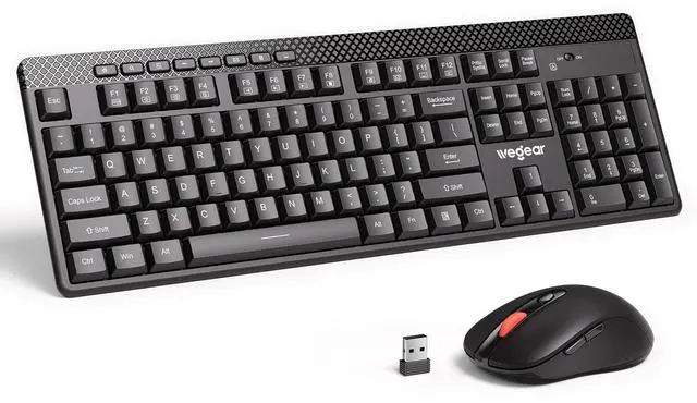 Main image of wegear Wireless Keyboard and Mouse Combo, 5-Level Adjustable 4000 DPI Mouse, Quiet 2.4G Full Size Keyboard with 8 Additional Shortcuts, Silent Typewriter for PC, Desktop, Laptop, MacBook
