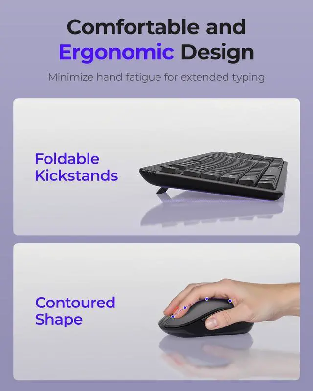 Alt view image 4 of 5 - wegear Wireless Keyboard and Mouse Combo, 5-Level Adjustable 4000 DPI Mouse, Quiet 2.4G Full Size Keyboard with 8 Additional Shortcuts, Silent Typewriter for PC, Desktop, Laptop, MacBook