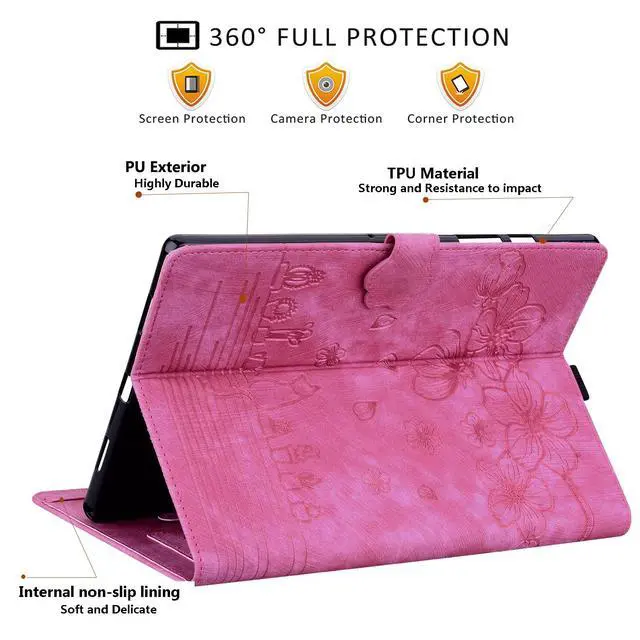 Alt view image 2 of 5 - Dteck Folio Case Cover for 10.1" Fire HD 10 Tablet 9th/7th/5th Generation 2019/2017/2015 Release,Premium PU Leather Smart Stand Shockproof Protective Case with Auto Wake/Sleep for Fire HD 10.1",Rose