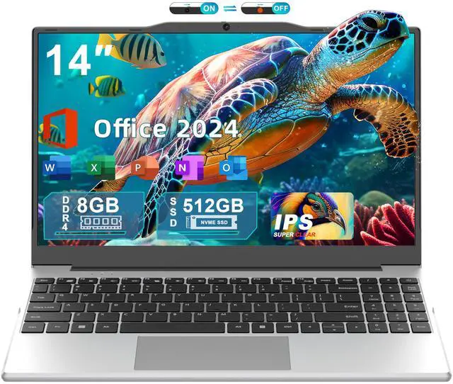 Main image of Nmybwo 14" Portable Laptop Computer, N5095 CPU,8GB RAM(Up to 64GB Expansion),512GB NVMe SSD,FHD IPS Display,Win 11 Pro,Numeric Keypad,2.4/5G WiFi,BT4.2,for Student and Business(Silver)
