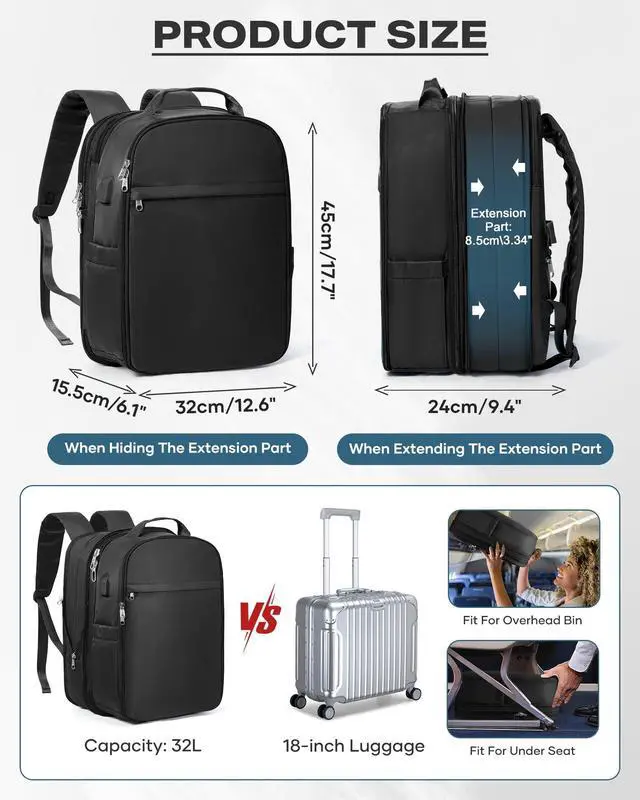Alt view image 2 of 5 - wepadre Vacuum Backpack Travel with Pump Expandable Travel Backpack with Vacuum System Vacpack Compression Backpacks Easy Vac Pack Carry on Luggage