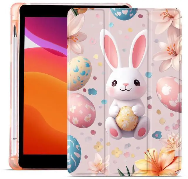 Main image of MAYCARI Easter Eggs Bunny Fashion Case for iPad 10.9 inch 2022 with Pencil Holder, Original Pattern iPad 10th Generation Soft TPU Back Protective Cover Shell, Auto Sleep/Wake Slim Shell - Pink