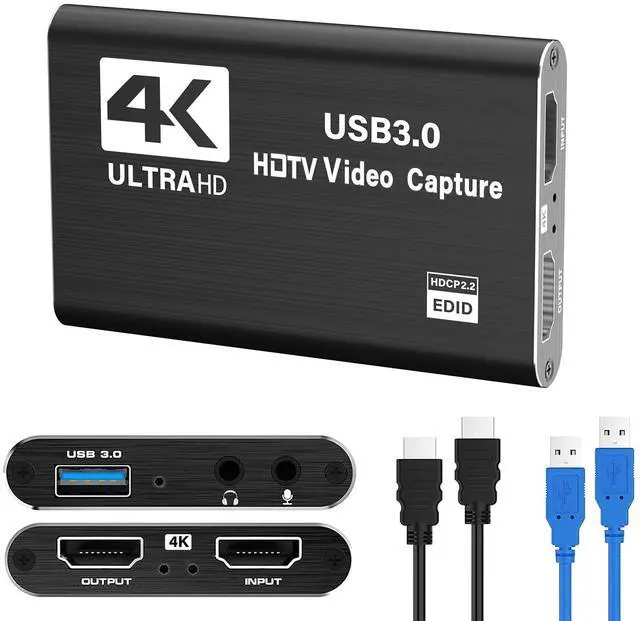 Main image of Video Capture Card,USB 3.0 Audio Video Capture Card 4K HDMI Loop-Out, Full HD1080P 60FPS/2K 30FPS Video Game Capture for Streaming Works for Xbox/PS5/Switch/Camera/PC/OBS/Nintendo Switch(Black)