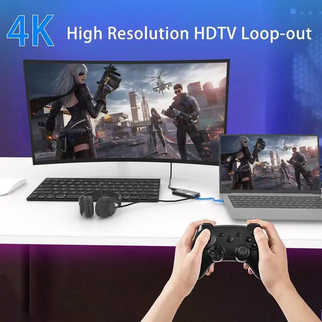 Alt view image 2 of 5 - Video Capture Card,USB 3.0 Audio Video Capture Card 4K HDMI Loop-Out, Full HD1080P 60FPS/2K 30FPS Video Game Capture for Streaming Works for Xbox/PS5/Switch/Camera/PC/OBS/Nintendo Switch(Black)