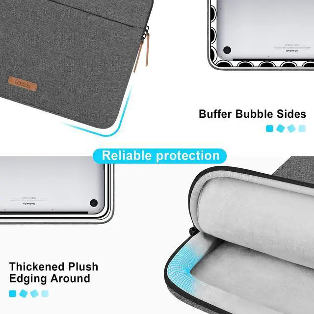 Alt view image 2 of 5 - Lacdo 360° Protective Laptop Sleeve Case for 16 inch New MacBook Pro M4/M3/M2/M1 Pro/Max A3403 A3186 A2991 A2780 A2485 A2141 2024-2019, 15" Surface Laptop 7th/6/5/4 Bag with Accessory Pouch, Dark Gray