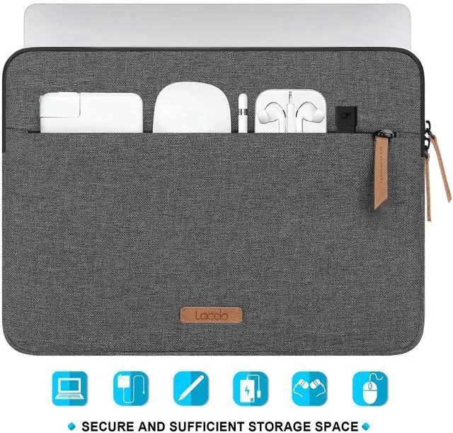 Alt view image 4 of 5 - Lacdo 360° Protective Laptop Sleeve Case for 16 inch New MacBook Pro M4/M3/M2/M1 Pro/Max A3403 A3186 A2991 A2780 A2485 A2141 2024-2019, 15" Surface Laptop 7th/6/5/4 Bag with Accessory Pouch, Dark Gray