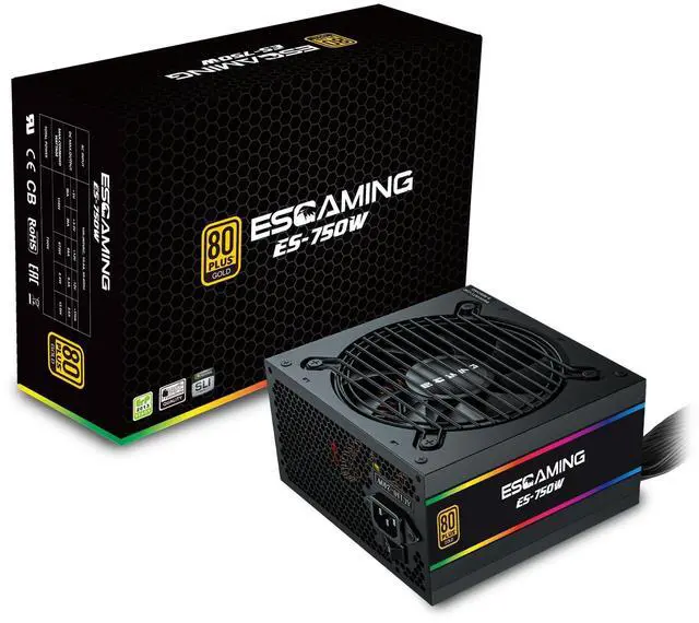 Main image of 750W Power Supply, 80 Plus Gold Certified Non-Modular PSU with Active PFC, Quiet 120mm Cooling Fan for Gaming PC