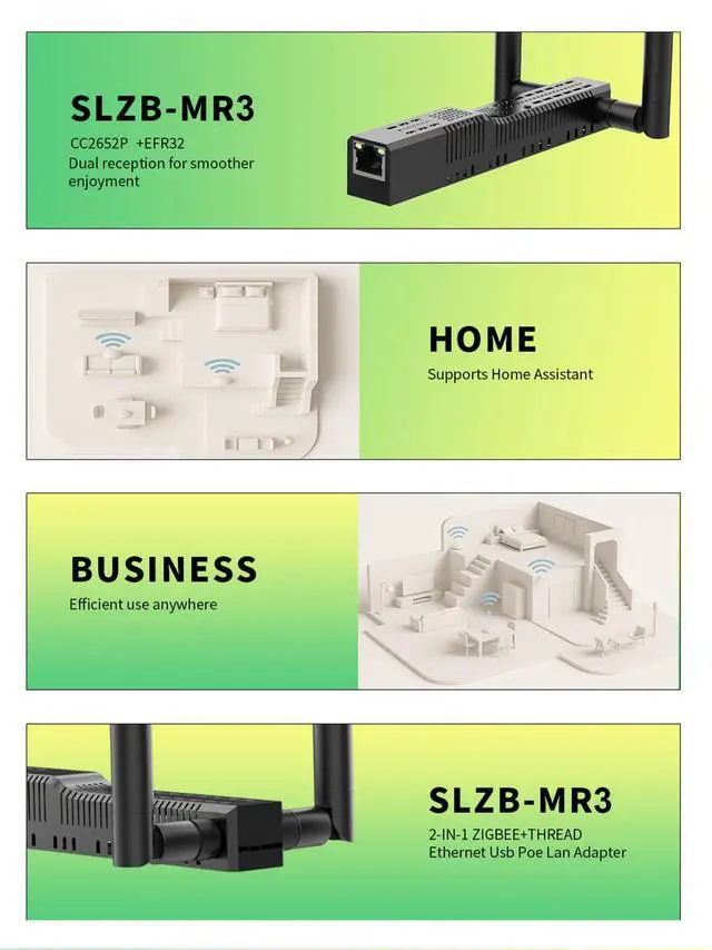 Alt view image 2 of 5 - SMLIGHT SLZB-MR3 - Zigbee 3.0 to Ethernet,USB,and WiFi Gateway Coordinator with PoE,Universal Gateway for Home Assistant/ Zigbee2MQTT/ZHA,Wireless Zigbee 3.0 USB Adapter