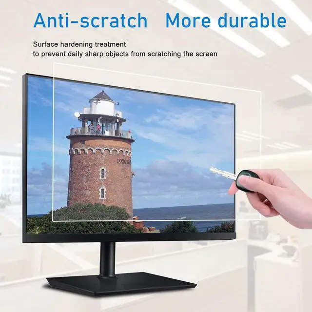 Alt view image 4 of 5 - YINOVEEN 2 Pack 27 Inch Anti Glare Desktop Monitor Screen Protector for Universal Diagonal 27" with Aspect Ratio 16:9 Standard/Curved Monitor &Touchscreen,Eye Protection & Anti Scratch Filter