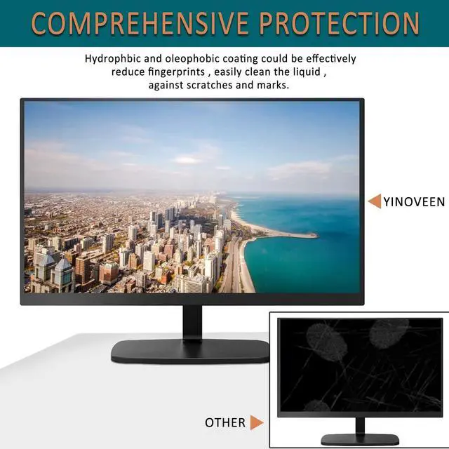 Alt view image 5 of 5 - YINOVEEN 2 Pack 27 Inch Anti Glare Desktop Monitor Screen Protector for Universal Diagonal 27" with Aspect Ratio 16:9 Standard/Curved Monitor &Touchscreen,Eye Protection & Anti Scratch Filter