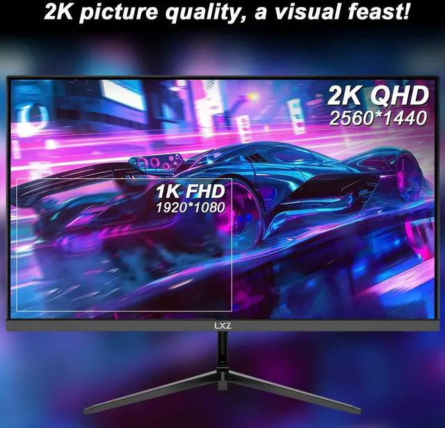 Alt view image 3 of 5 - LXZ 2K Monitor 27 inch QHD 120Hz, 2560 x 1440 PC Computer Monitor with IPS Panel, FreeSync, HDMI and DP Ports, VESA Mountable, for Home Office and Gaming
