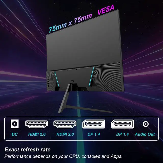 Alt view image 5 of 5 - LXZ 2K Monitor 27 inch QHD 120Hz, 2560 x 1440 PC Computer Monitor with IPS Panel, FreeSync, HDMI and DP Ports, VESA Mountable, for Home Office and Gaming