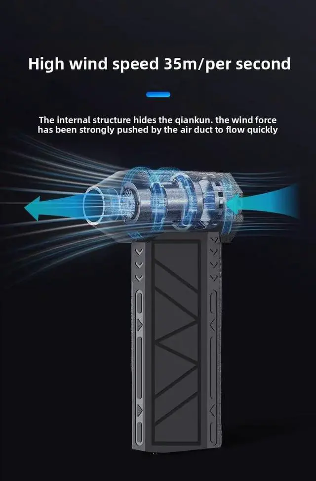 Alt view image 4 of 5 - Electric Air Duster-130000RPM Super Power Cordless Air Duster, 3-Gear Adjustable Mini Blower, Powerful LED Lighting fixtures,Fast Charging, Dust Blower for Computer, House, Outdoor and Car