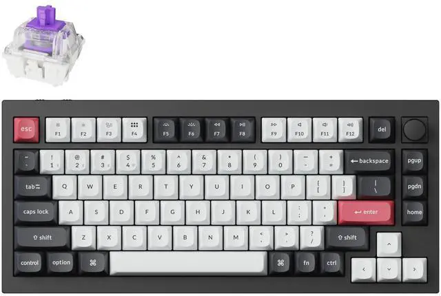 Main image of Keychron Q1 HE QMK Rapid Trigger Wireless Custom Mechanical Keyboard, 2.4 GHz/Bluetooth/Wired 75% Hot-Swappable Programmable RGB Gateron Double-Rail Magnetic Switches for Mac Windows, Carbon Black