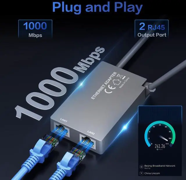 Alt view image 2 of 5 - Starlink Ethernet Adapter for Starlink Gen 2, Multi Ports Adapter Starlink to RJ45 Fast&Stable Network Connection 1 to 2 [2 Devices Network Simultaneously] - Up to 1 Gbps