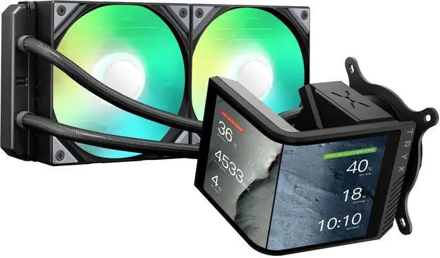 Main image of TRYX Panorama SE 240 ARGB 240mm AIO Rotatable 6.67'' AMOLED Curved Screen 3D Anamorphic Effect Customizable AIO Cooler 240mm Asetek Adela Pump 260w TDP ARGB Fan Intel LGA 1851/1700 AMD AM5/AM4
