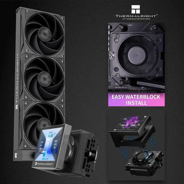 Alt view image 3 of 5 - Thermalright Stream Vision 360 Black CPU Liquid Cooler, 3.5in Magnetic Embedded Fan LCD Screen, 640x480 Resolution,Freely Defined Display Screen,2400RPM Speed, Compatible with AM5,lga1851/1700/115x