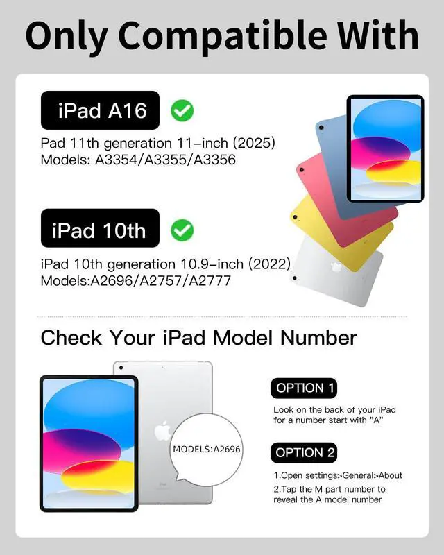 Alt view image 2 of 5 - Kidopire Compatible with iPad 11th 10th Generation Case with Keyboard - Detachable Wireless Keyboard Case for iPad A16 11-inch 2025 & 10.9-inch 2022, 7 Colors Backlit & 360° Rotatable Cover, LightGray