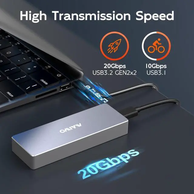 Alt view image 4 of 5 - MAIWO MacBook SSD Enclosure, 12+16 PIN AHCI SSD to Type-C Adapter, USB 3.2 GEN2x2 20Gbps, for 2013-2017 MacBook Pro, MacBook Air, Mac Pro, iMac from 2013 to 2017