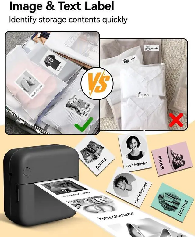 Alt view image 5 of 5 - Sticker Printer - Print Pods Mini Printer with 14 Rolls Sticky Papers, Portable Sticker Maker Machine, Thermal Label Maker, Thermanote Phone Labeller for Photos Pictures Notes Graphics, Black