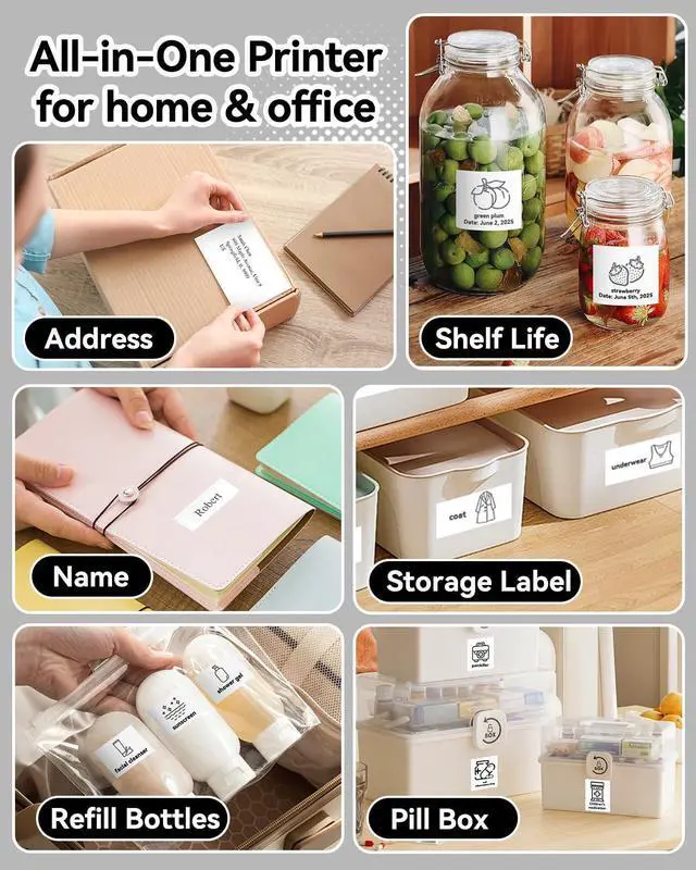 Alt view image 4 of 5 - Sticker Printer - Print Pods Mini Printer with 14 Rolls Sticky Papers, Portable Sticker Maker Machine, Thermal Label Maker, Thermanote Phone Labeller for Photos Pictures Notes Graphics, Black