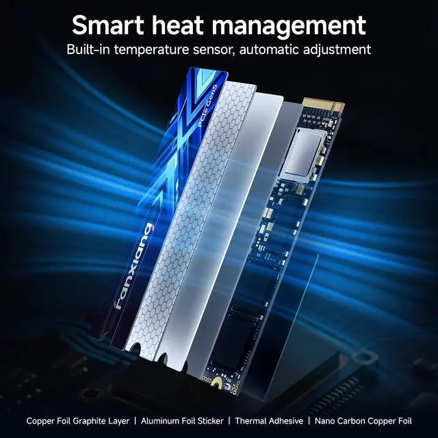 Alt view image 4 of 5 - fanxiang 1TB PCIe 5.0 x4 NVMe M.2 SSD,Up to 14000 MB/s,DRAM Cache and SLC NAND,High Performance Solid State Drive for AI Applications, Gaming, PC, Laptop
