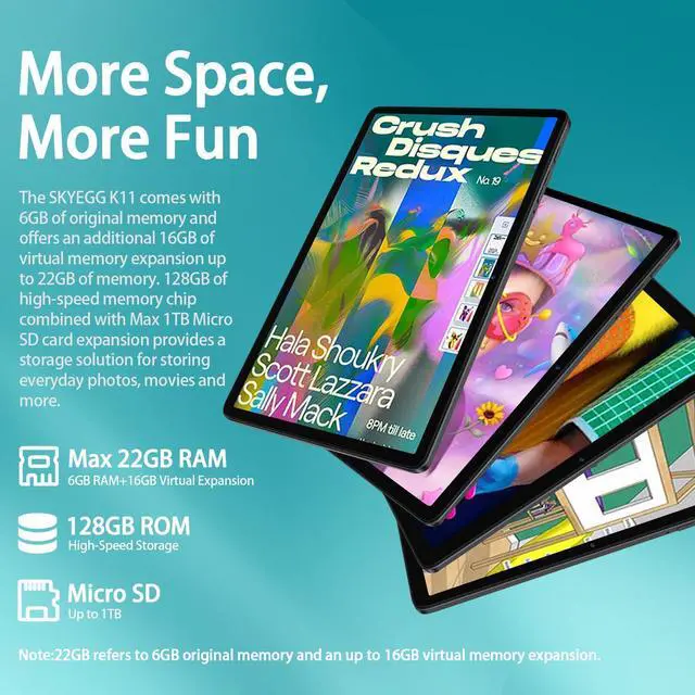 Alt view image 3 of 5 - 2025 Upgraded Android 15 Tablet 10.1 Inch Octa-Core Tablets with Keyboard Mouse, 22GB+128GB+1TB Expand, 8000mAh Large Battery,1280x800 IPS HD Touch Screen, Widevine L1, 5G WiFi, GPS-Metal Grey