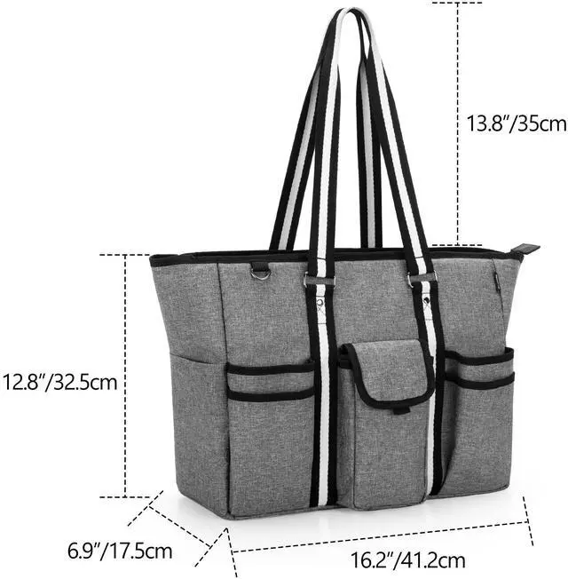 Alt view image 3 of 5 - CURMIO Teacher Bags and Totes for Women, Large Work Utility Bag with Laptop Sleeve for Office, Gray (Bag Only, Patented Design)