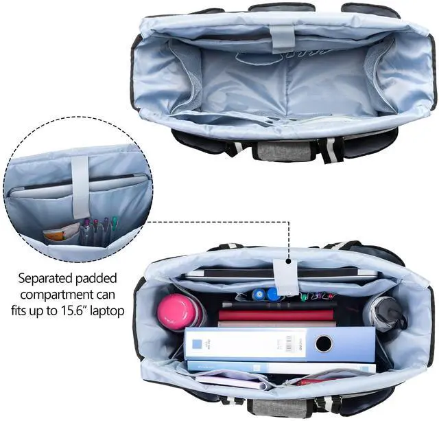 Alt view image 4 of 5 - CURMIO Teacher Bags and Totes for Women, Large Work Utility Bag with Laptop Sleeve for Office, Gray (Bag Only, Patented Design)