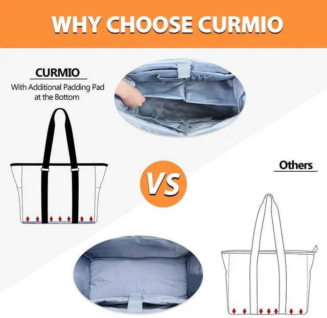 Alt view image 5 of 5 - CURMIO Teacher Bags and Totes for Women, Large Work Utility Bag with Laptop Sleeve for Office, Gray (Bag Only, Patented Design)