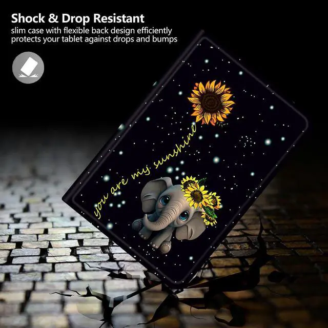 Alt view image 4 of 5 - DIGTIALL Case for 10.1" Amazon Fire HD 10 Tablet (13th Generation,2023 Release),Slim PU Leather Folding Stand Protive Cover with Auto Wake/Sleep for Kindle Fire HD 10 Tablet 2023,Elephant Sunflower