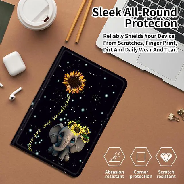 Alt view image 5 of 5 - DIGTIALL Case for 10.1" Amazon Fire HD 10 Tablet (13th Generation,2023 Release),Slim PU Leather Folding Stand Protive Cover with Auto Wake/Sleep for Kindle Fire HD 10 Tablet 2023,Elephant Sunflower