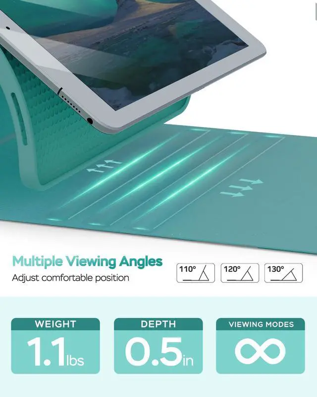 Alt view image 4 of 5 - Senyoson Folio Keyboard Case for iPad 9.7 inch 6th 2018, 5th 2017, Air 2 2014 Released, Magnetic Wireless Detachable Keyboard, 7-Color Backlight, Thin & Light, Pencil Holder (Cyan)