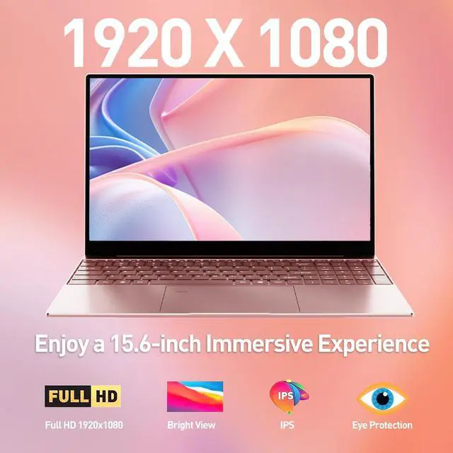Alt view image 3 of 5 - 2025 Latest 15.6'' Pink Laptop Compatible with Windows 11, 32GB RAM 1TB SSD, Quad-Core Processor N5095(up to 2.9GHz), 1080P Full HD Display, Backlit Keyboard, Webcam, USB3.2, Mini-HDMI, WiFi5, BT5