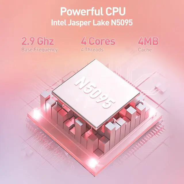 Alt view image 4 of 5 - 2025 Latest 15.6'' Pink Laptop Compatible with Windows 11, 32GB RAM 1TB SSD, Quad-Core Processor N5095(up to 2.9GHz), 1080P Full HD Display, Backlit Keyboard, Webcam, USB3.2, Mini-HDMI, WiFi5, BT5