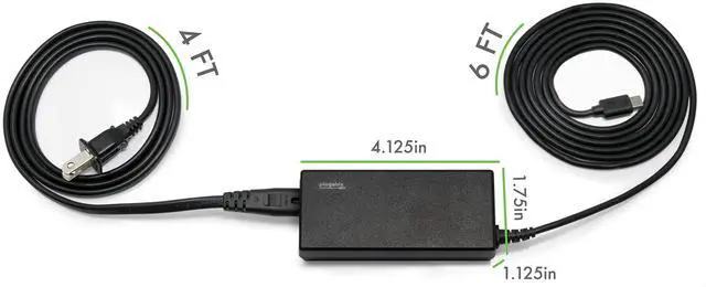 Alt view image 5 of 5 - Plugable USB-C Chromebook Charger Replacement, 60W Type C Charger for Laptops, Compatible with USB-C Google Chromebooks Including Samsung, HP, Dell, Lenovo, Acer, Asus