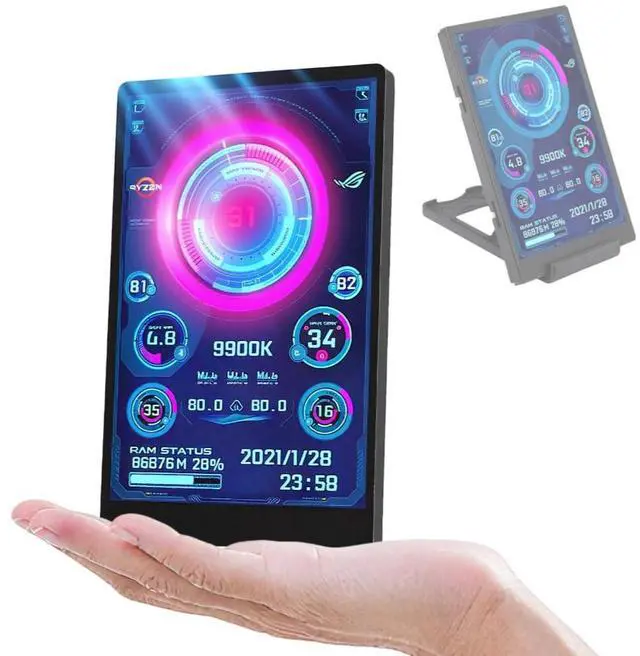 Main image of Marhynchus Mini IPS Full View Monitor Display Screen, Industrial Data Indicator, Aluminum Alloy, 360 Degree Rotation, USB Computer Accessory