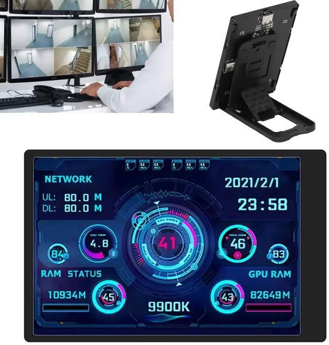Alt view image 3 of 5 - Marhynchus Mini IPS Full View Monitor Display Screen, Industrial Data Indicator, Aluminum Alloy, 360 Degree Rotation, USB Computer Accessory