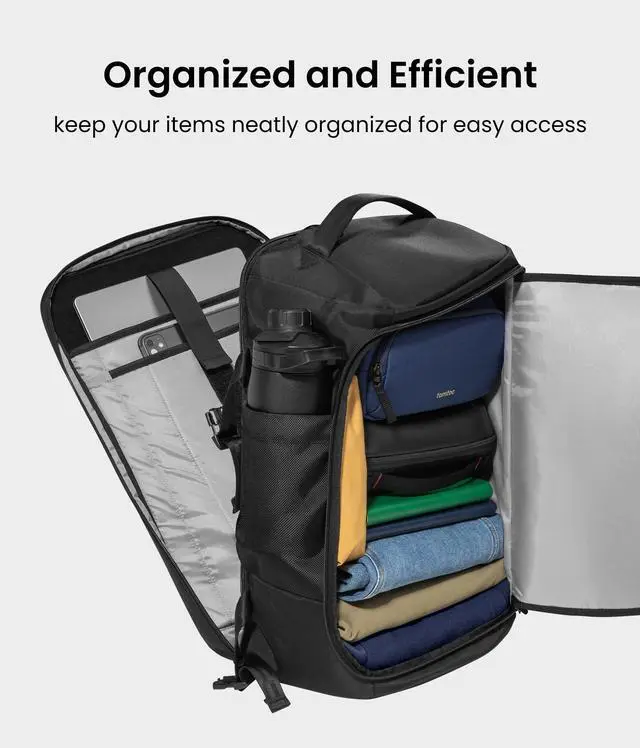 Alt view image 4 of 5 - tomtoc Travel Backpack 38L, TSA Friendly Flight Approved Carry-on Luggage Water-resistant Lightweight Business Rucksack, Durable Large Computer Bag Daypack Fits 17.3 Inch Laptop