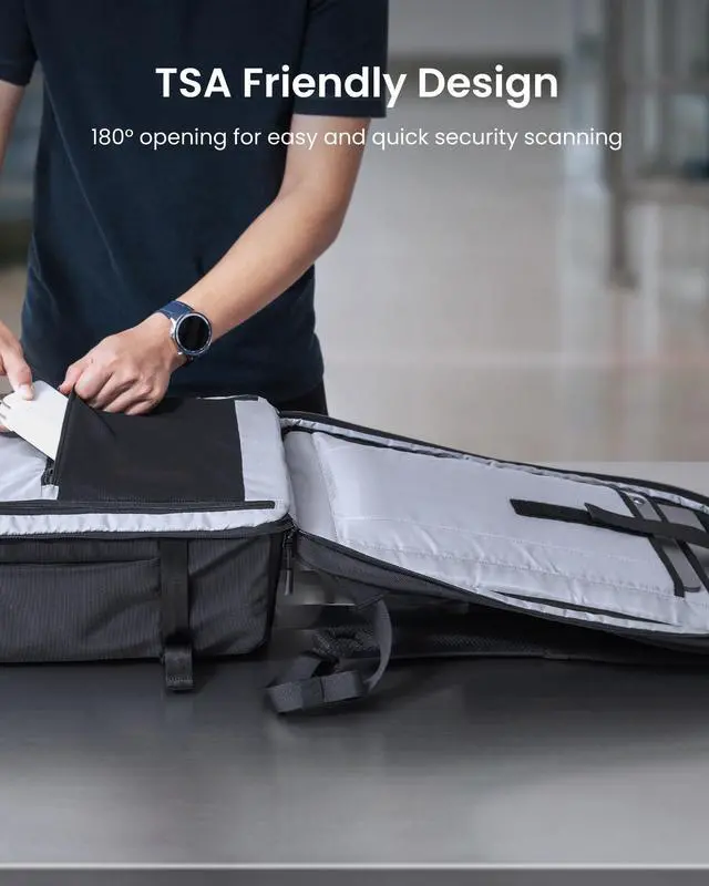 Alt view image 5 of 5 - tomtoc Travel Backpack 38L, TSA Friendly Flight Approved Carry-on Luggage Water-resistant Lightweight Business Rucksack, Durable Large Computer Bag Daypack Fits 17.3 Inch Laptop