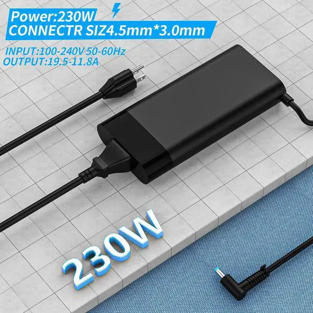 Alt view image 2 of 5 - New 230W Charger Compatible with HP Omen 15 16 17 M41303-001 M85389-003 M35733-001 M85389-001 TPN-LA10 TPN-DA12 19.5V 11.8A Zbook Gaming Laptop Power Supply Adapter Blue tip Supports Fast Charging