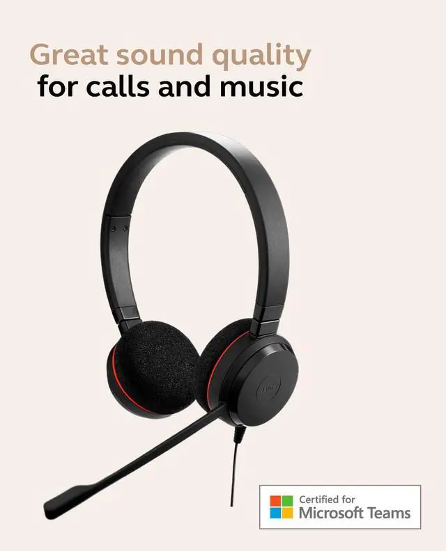 Alt view image 3 of 5 - Jabra Evolve 20 Wired Headset (2025 Edition) - Dual-Ear Wired Headset for Office and Work from Home - Call Control - Certified for MS Teams - USB-C/A Connectivity - Black