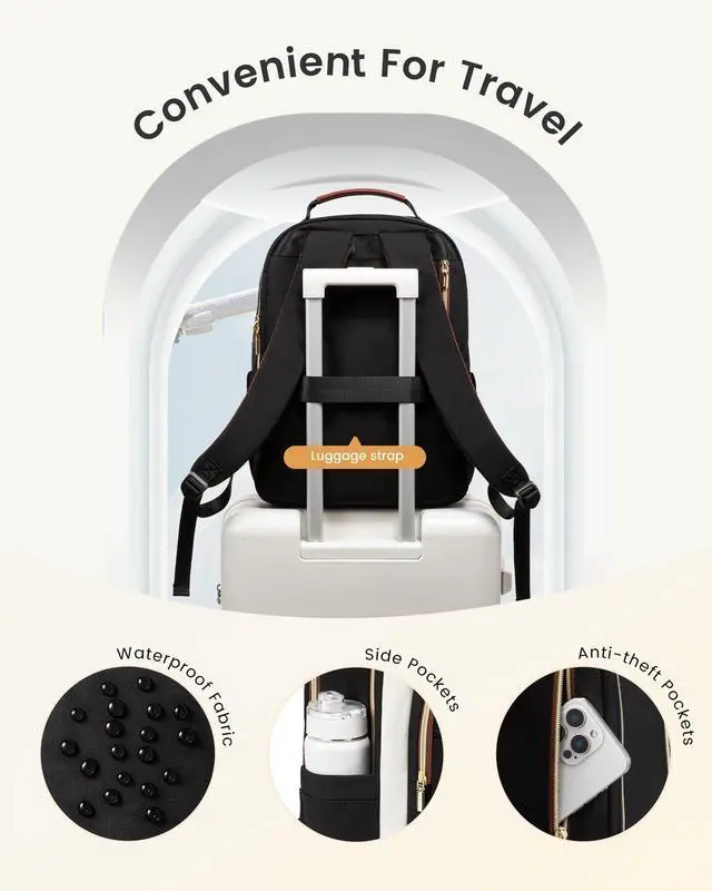 Alt view image 5 of 5 - LOVEVOOK Laptop Backpack for Women, 15.6 Inch Work Business Backpack Purse for Teacher, Waterproof Nurse Bag College Bookbag for School, Casual Personal Item Travel Bag College Daypack