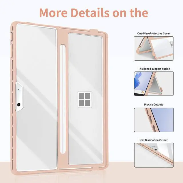 Alt view image 5 of 5 - SSS·GRGB Case Updated Version fit Microsoft Surface Pro 11/10 /9/8 13-Inch, All-in-one Rugged Case Compatible with Type Cover Keyboards, Transparent&Pink