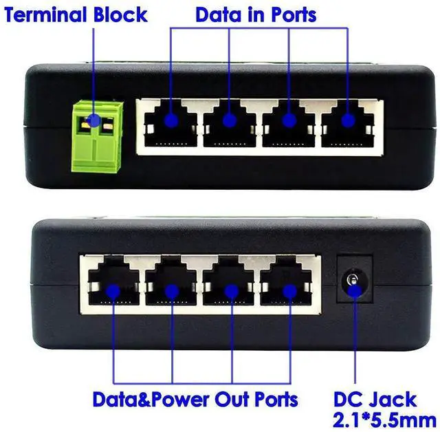 Alt view image 2 of 4 - iCreatin 4-Ports PoE Injector Midspan, 48V65W PoE Switch Power Over Ethernet Supply for 4 IP Camera, VOIP Phones or Access Points