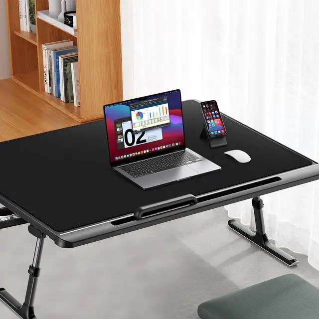 Alt view image 4 of 5 - Cacoy 40" x 24" Leather Desk Mat, PU Leather Desk Pad Protector, Desk matt for Desktop, Office Desk Mat, Large Gaming Mouse Pad, Waterproof Desk Blotter Pad for Office and Home (Black)